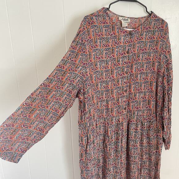 Vintage Boho Rayon Dress 2X NWT Pockets India Plus Size Crinkle Festival Cottage - Picture 4 of 8